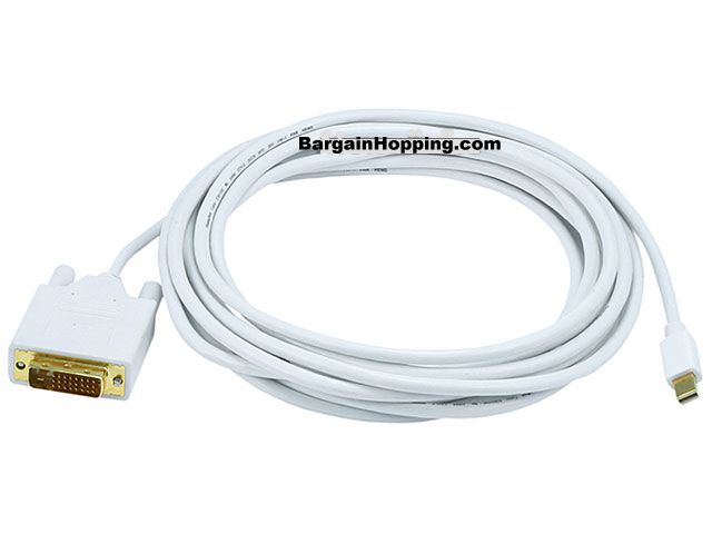 15' 32AWG Mini DisplayPort to DVI Cable - White